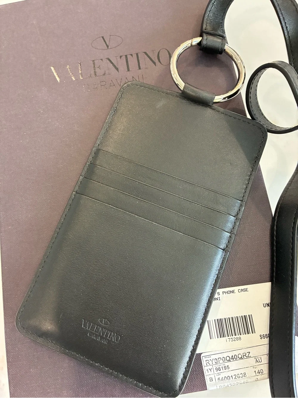 Valentino Black & White Card Holder Lanyard NWT